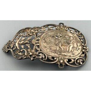 Antique Belt Buckle German 800 Silver Figural Cherub  Edwardian 44.5g